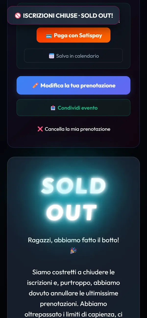 Prenotazione Serate Mobile